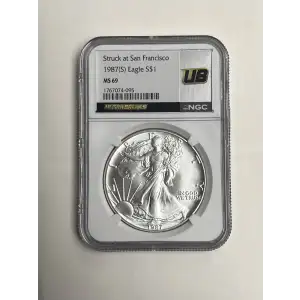 1987 (S) Eagle S$1 MS69 Struck at San Francisco ULTRABREAKS NGC