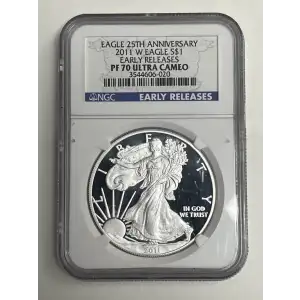 2011 W S$1 SILVER EAGLE PF70 UC EAGLE 25TH ANNIVERSARY Early Releases
