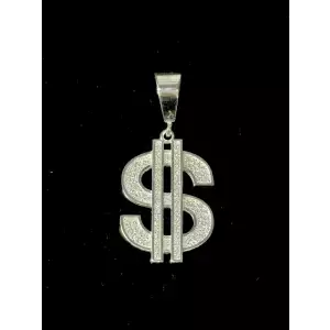 58mm CZ Dollar Sign Charm Pendant 13.4g