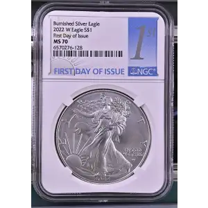 2022 W First Day of Issue Burnished Silver Eagle (2)