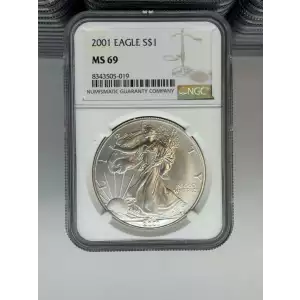 2000 1 oz Silver Eagle  NGC MS69 (LABEL MAY VARY) (3)