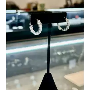 3.4 mm Moissanite Stones Small Hoops Earrings 5.2 g