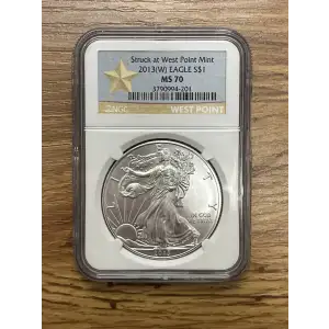2013 (W) Eagle S$1 MS70 Struck at West Point Mint NGC