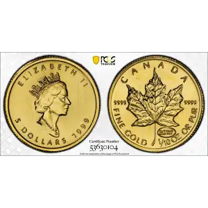 1999 $5 Maple Leaf Au 20 Years ANS Privy (2)