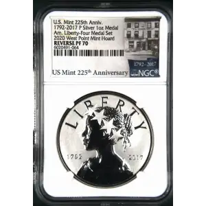 1792-2017 P Amer. Lib. Four-Medal Set 2020 West Pt Mint Hoard U.S. Mint 225th Anniv. (2)