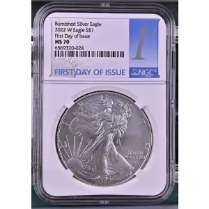 2022 W First Day of Issue Burnished Silver Eagle (2)