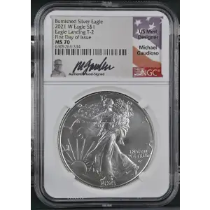 2021 W Eagle Landing T-2 First Day of Issue Burnished Silver Eagle (2)