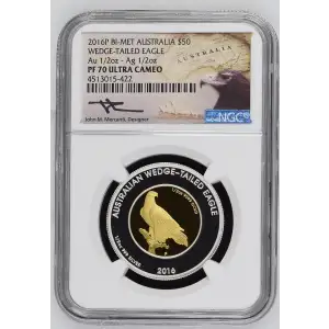 2016P Bi-Met Wedge-Tailed Eagle Au 1/2oz - Ag 1/2oz ULTRA CAMEO (2)