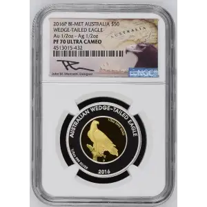 2016P Bi-Met Wedge-Tailed Eagle Au 1/2oz - Ag 1/2oz ULTRA CAMEO (2)