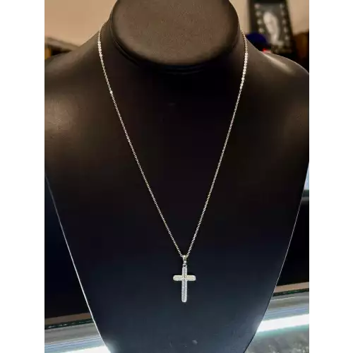 St.Silver Chain w/ CZ Covered Cross*