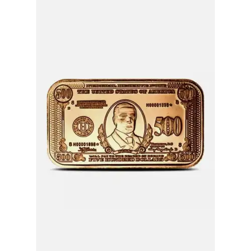 Tube of 20x 1 oz Copper Bar $500 Banknote