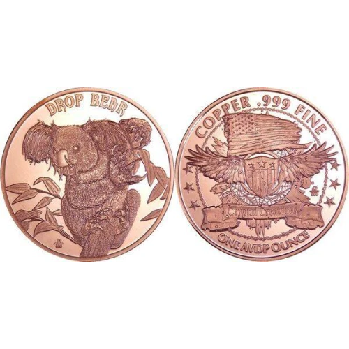 Tube of 20x 1 oz Copper Cryptid Drop Bear