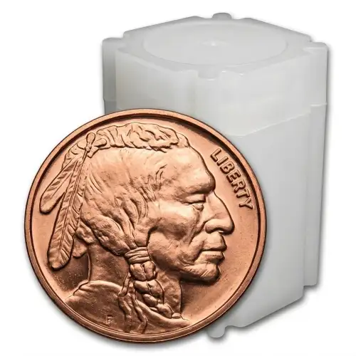 Tube of 20x 1 oz Copper Indian Head with Buffalo