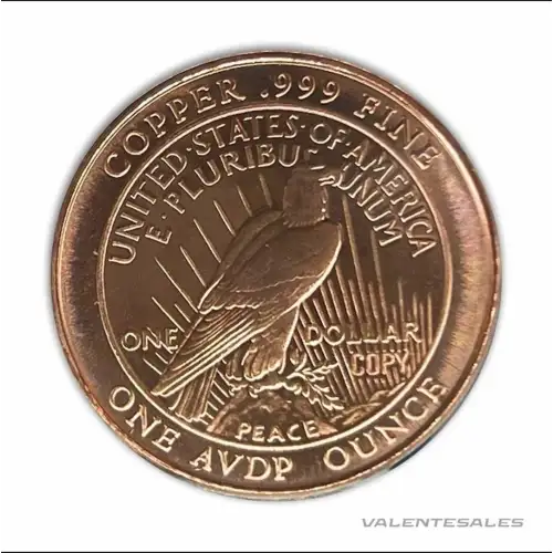Tube of 20x 1 oz Copper Peace Dollar (2)