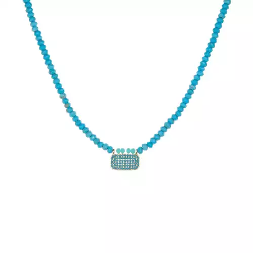Turquoise-Stone stretch w/small dog tag - Marlyn Schiff 