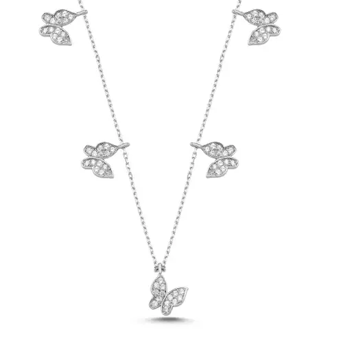 White stationed butterfly necklace