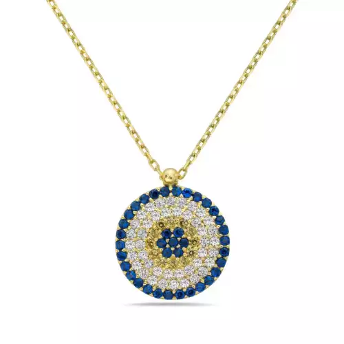 Yellow beta evil eye necklace