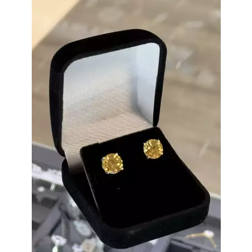 Yellow Moissanite Stud Earrings